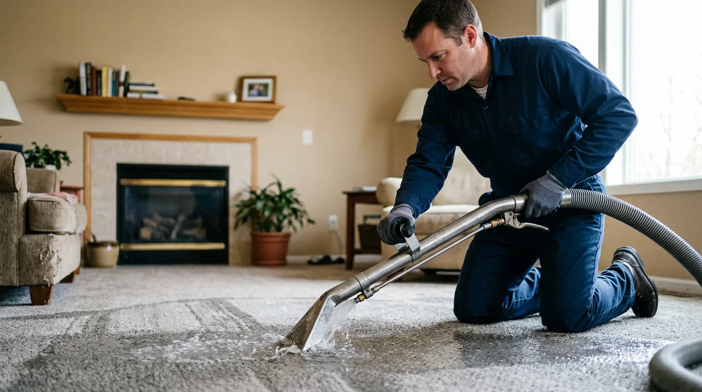 Water damage restoration technician working near Clear, AK